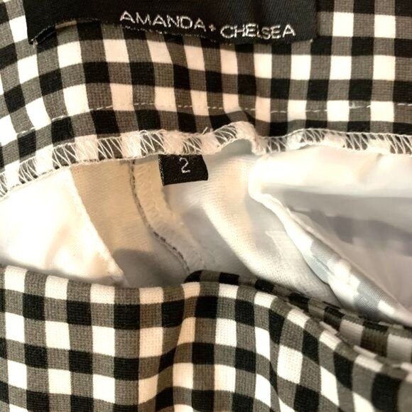 Amanda & Chelsea Womens Gingham Check Black/White Pants Size 2 - Picture 5 of 11
